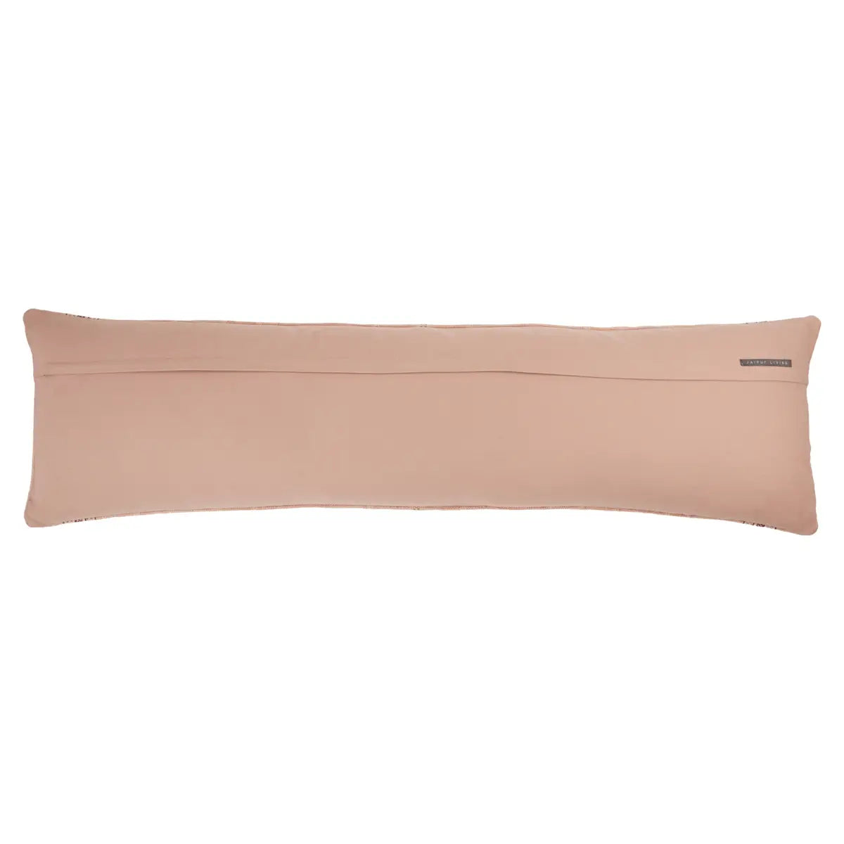 Beige body pillow backing with zipper on a white background