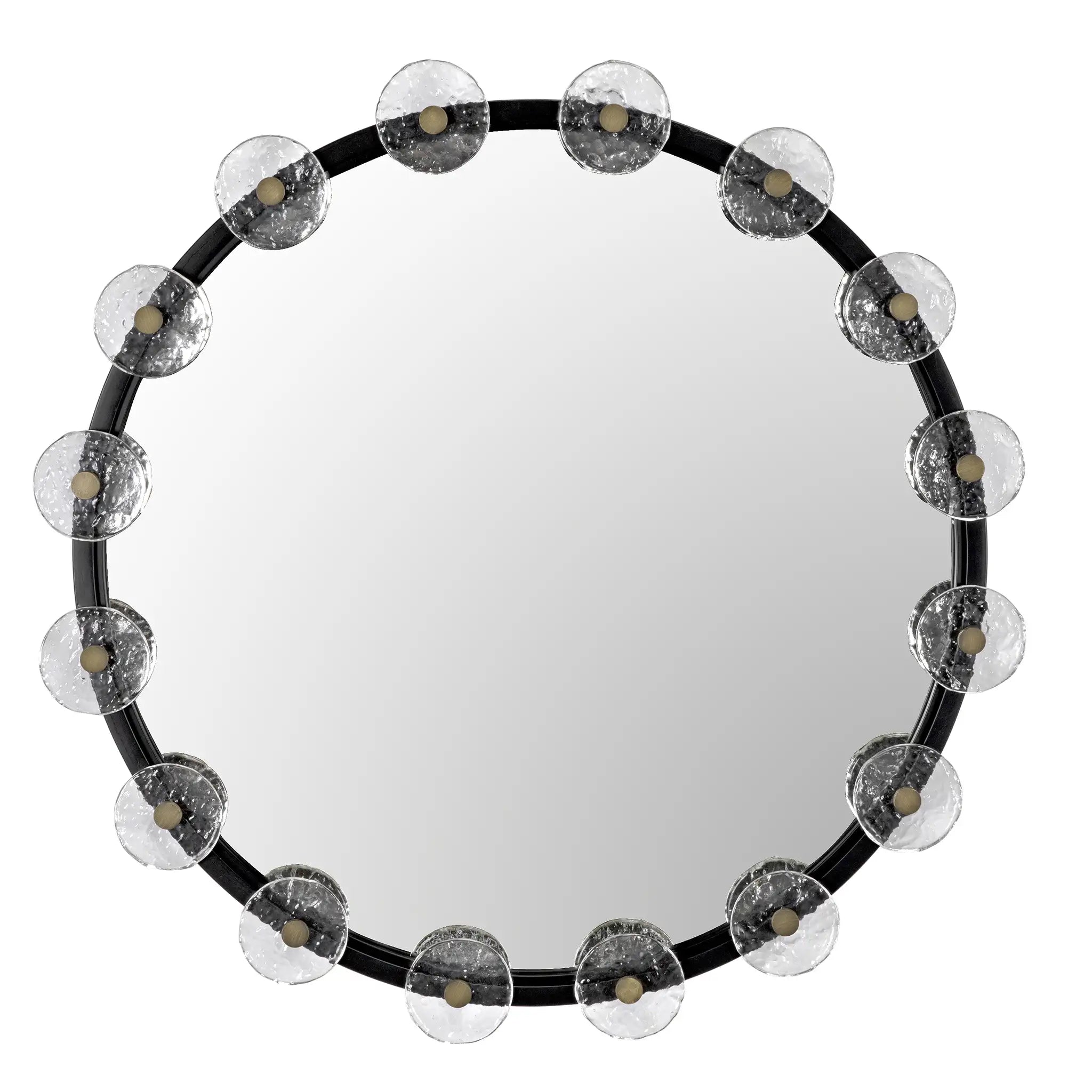 Moira Mirror with Glass Details, Black Metal