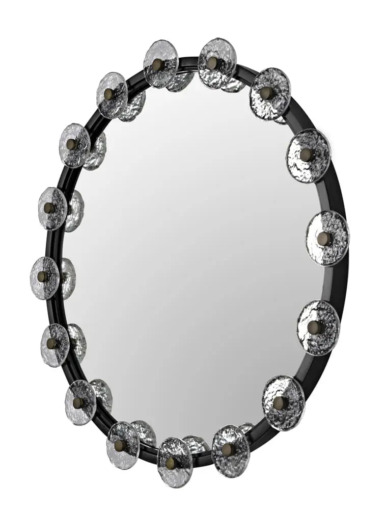 Moira Mirror with Glass Details, Black Metal