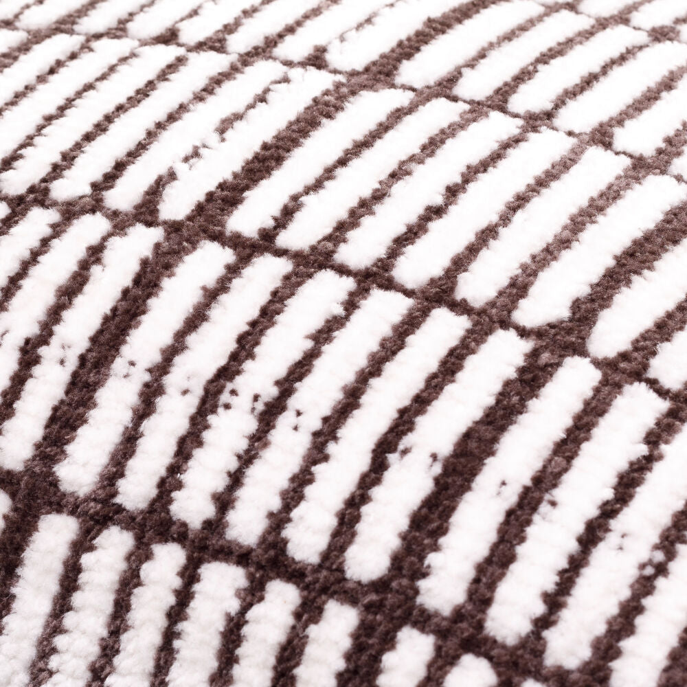 Close-up of a textured brown and white patterned fabric
