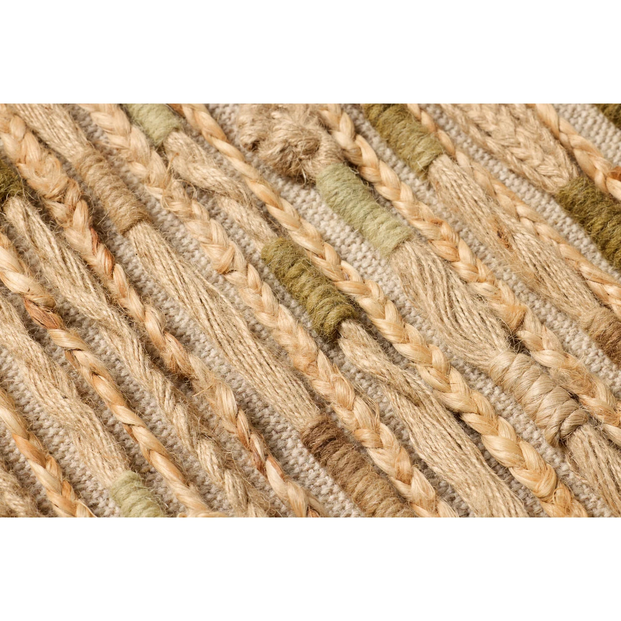 Close-up of braided artwork with earthy tones