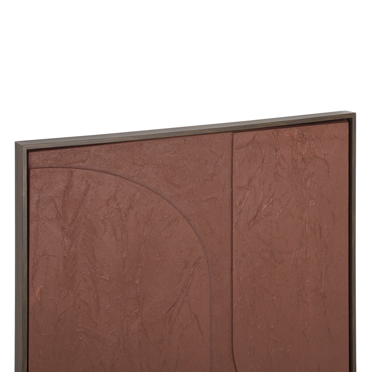 Brown abstract painting with a textured surface on a white background