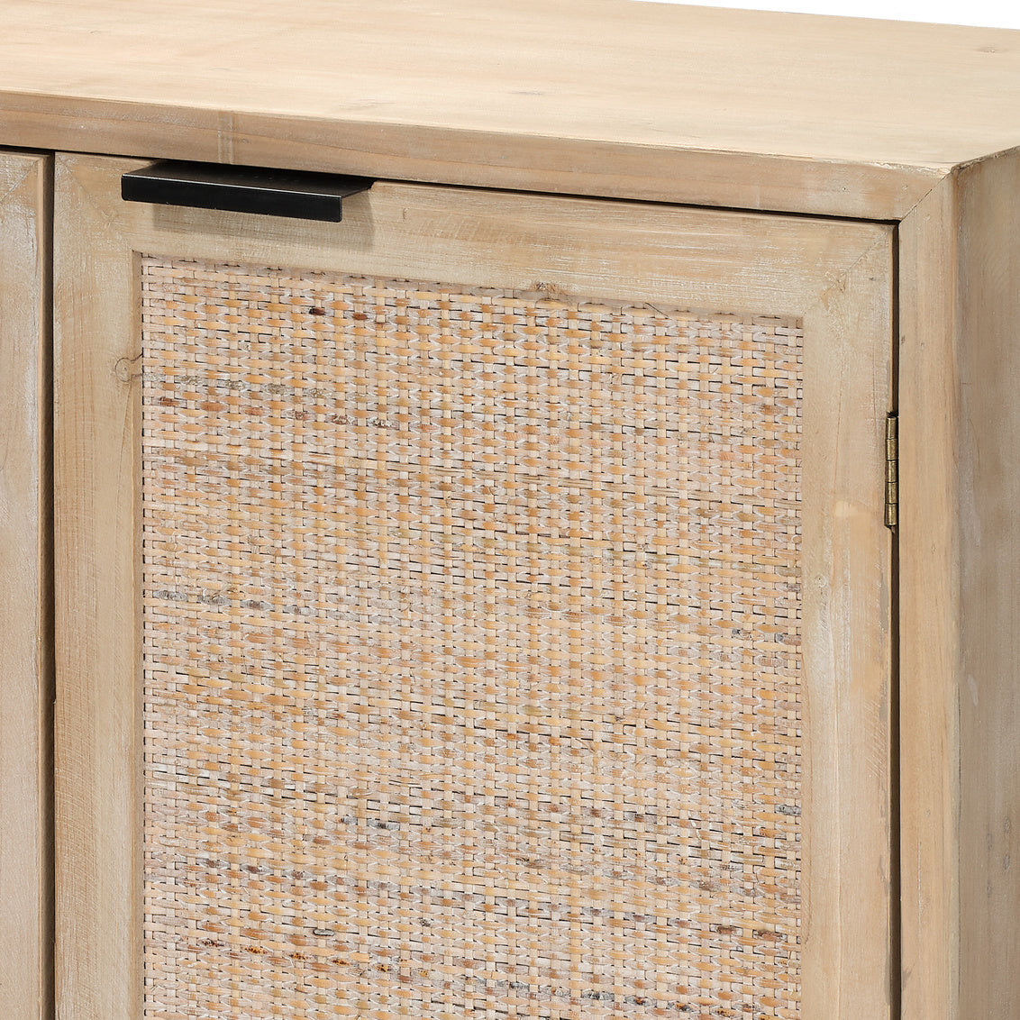 Wooden cabinet with woven texture door