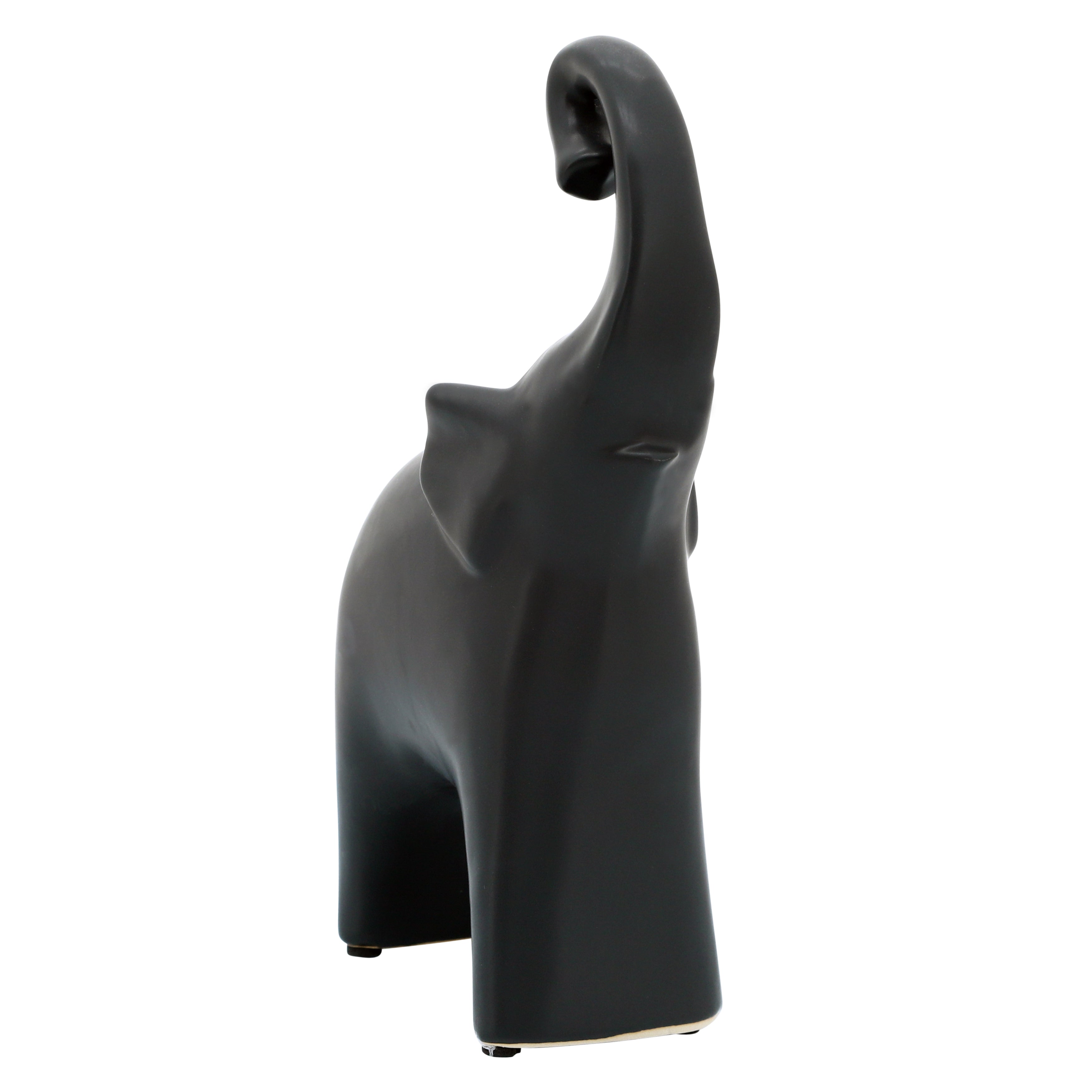 Black elephant-shaped object on a white background