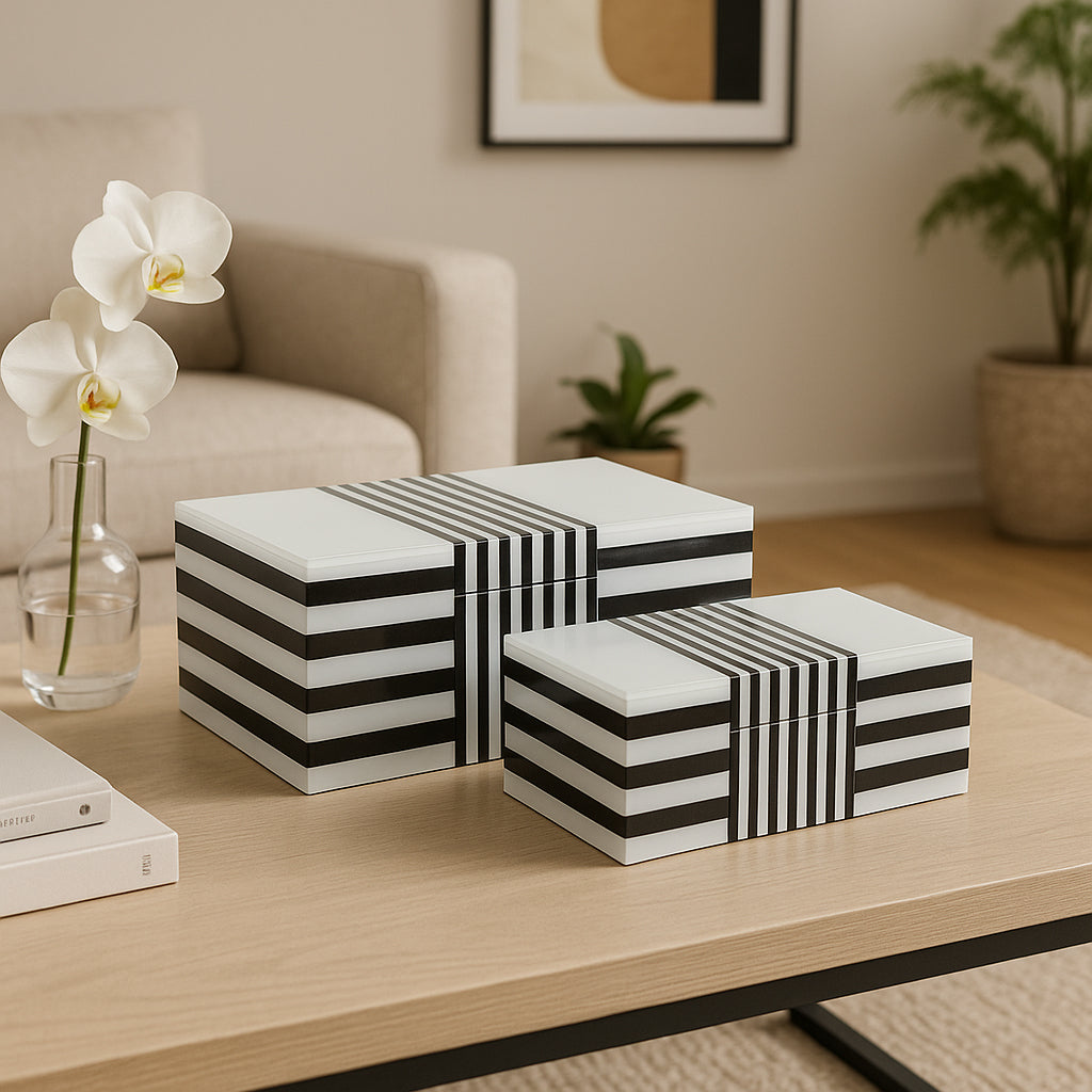 Melusine Striped Wood Boxes
