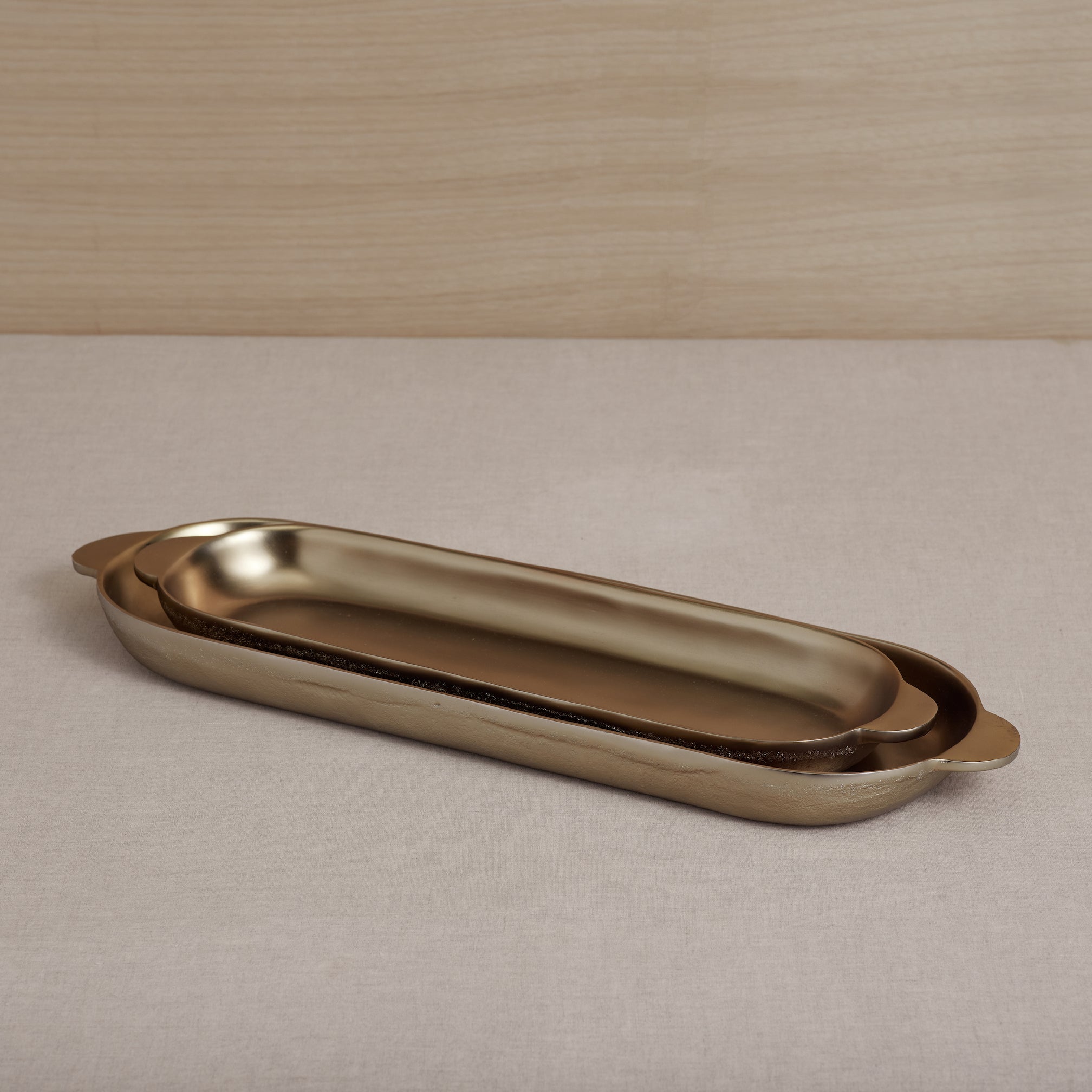 Stinson Antique Brass Long Trays - Set of 2