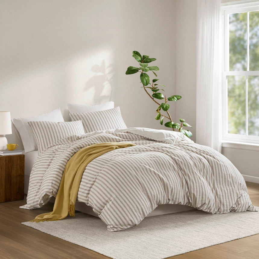 3 Piece Classic Stripe Down Pattern Duvet Set