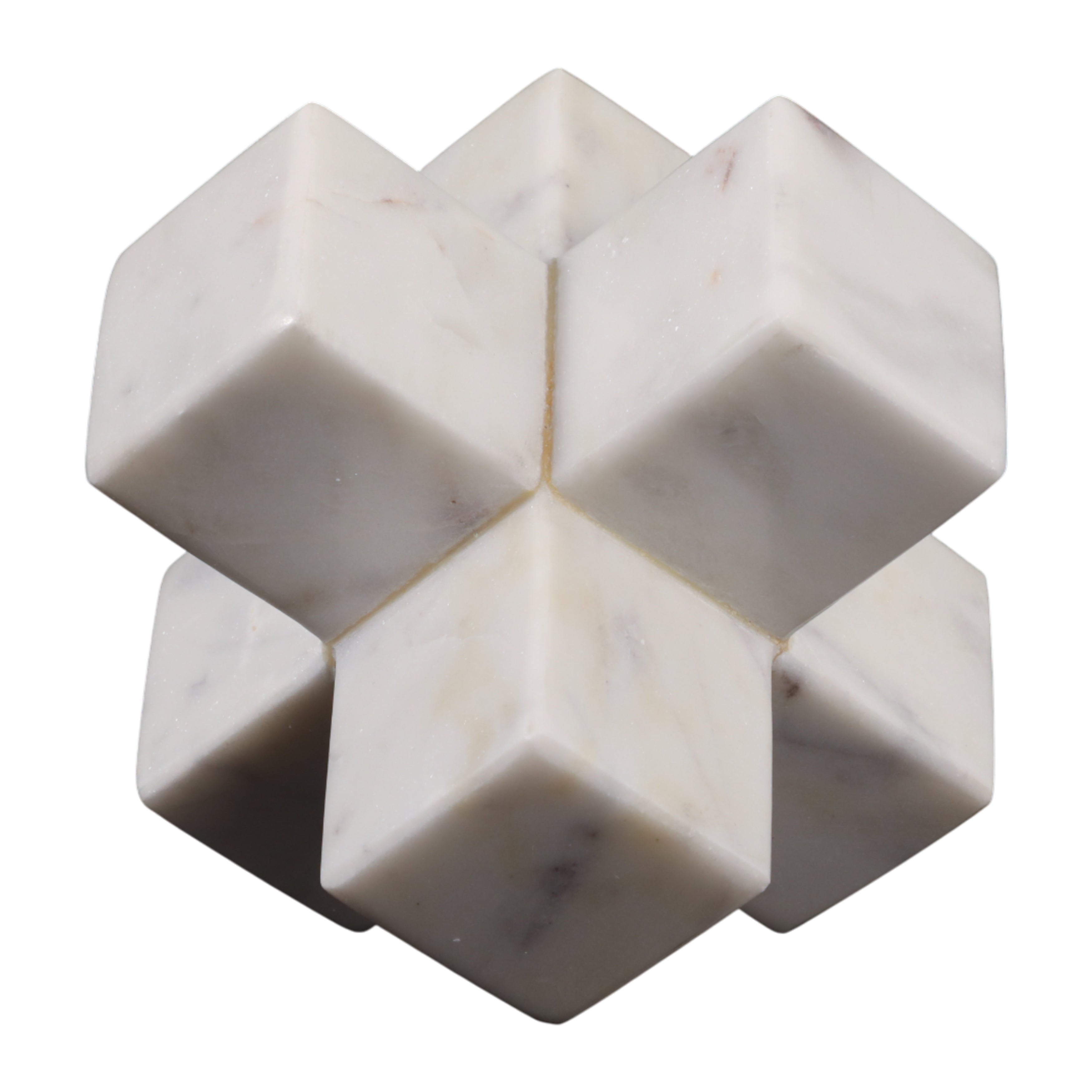 Marble puzzle toy with geometric design on a white background