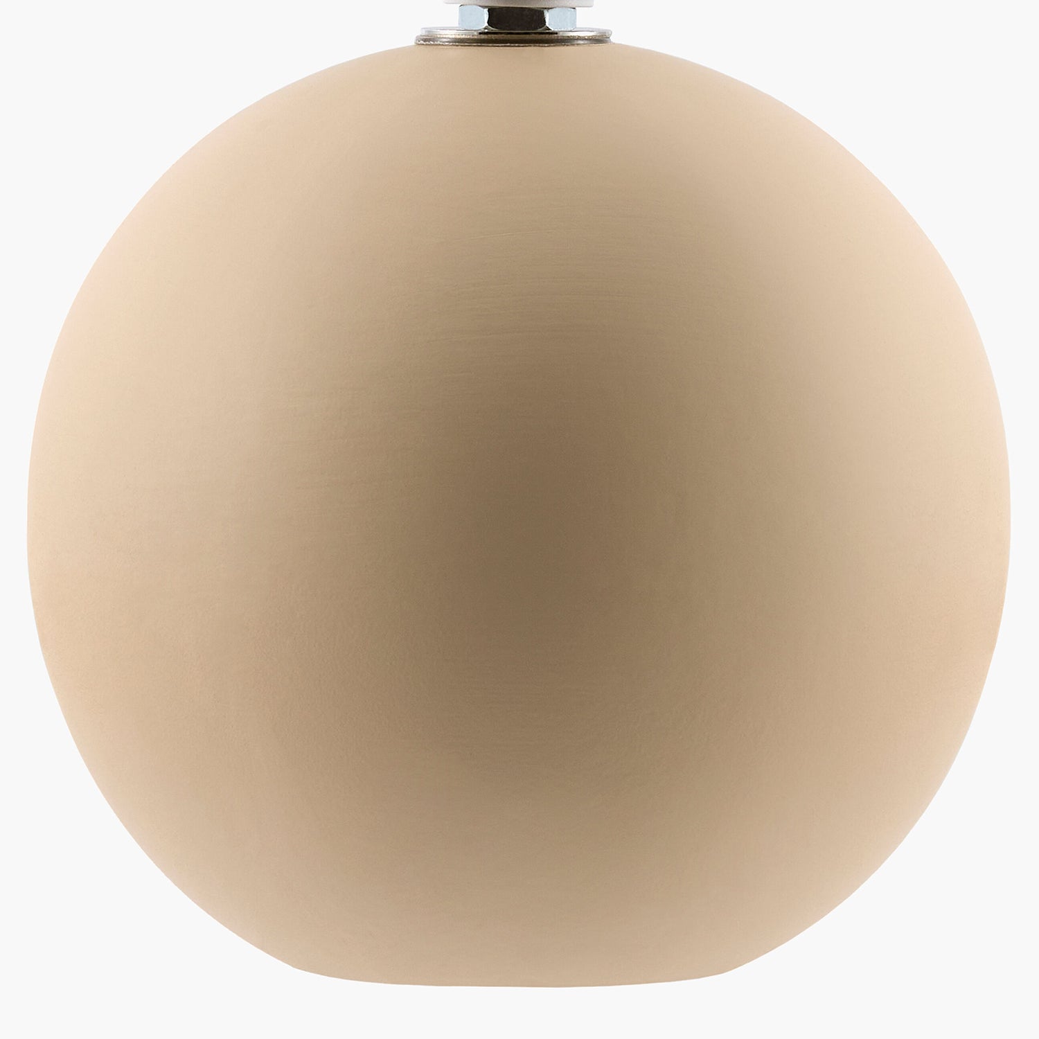 Beige spherical table lamp base on a white background
