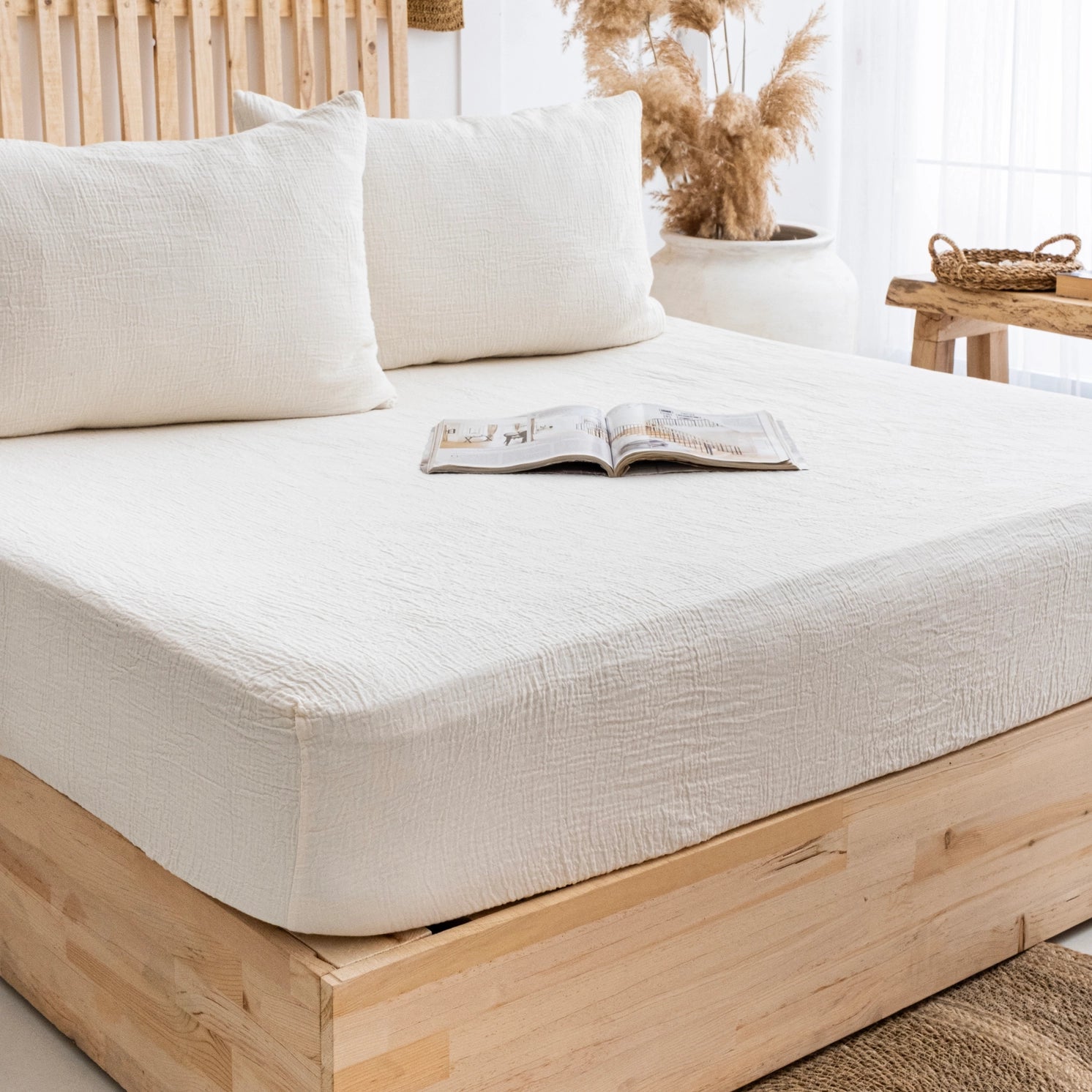 Organic Muslin Fitted Sheet Bedding Set