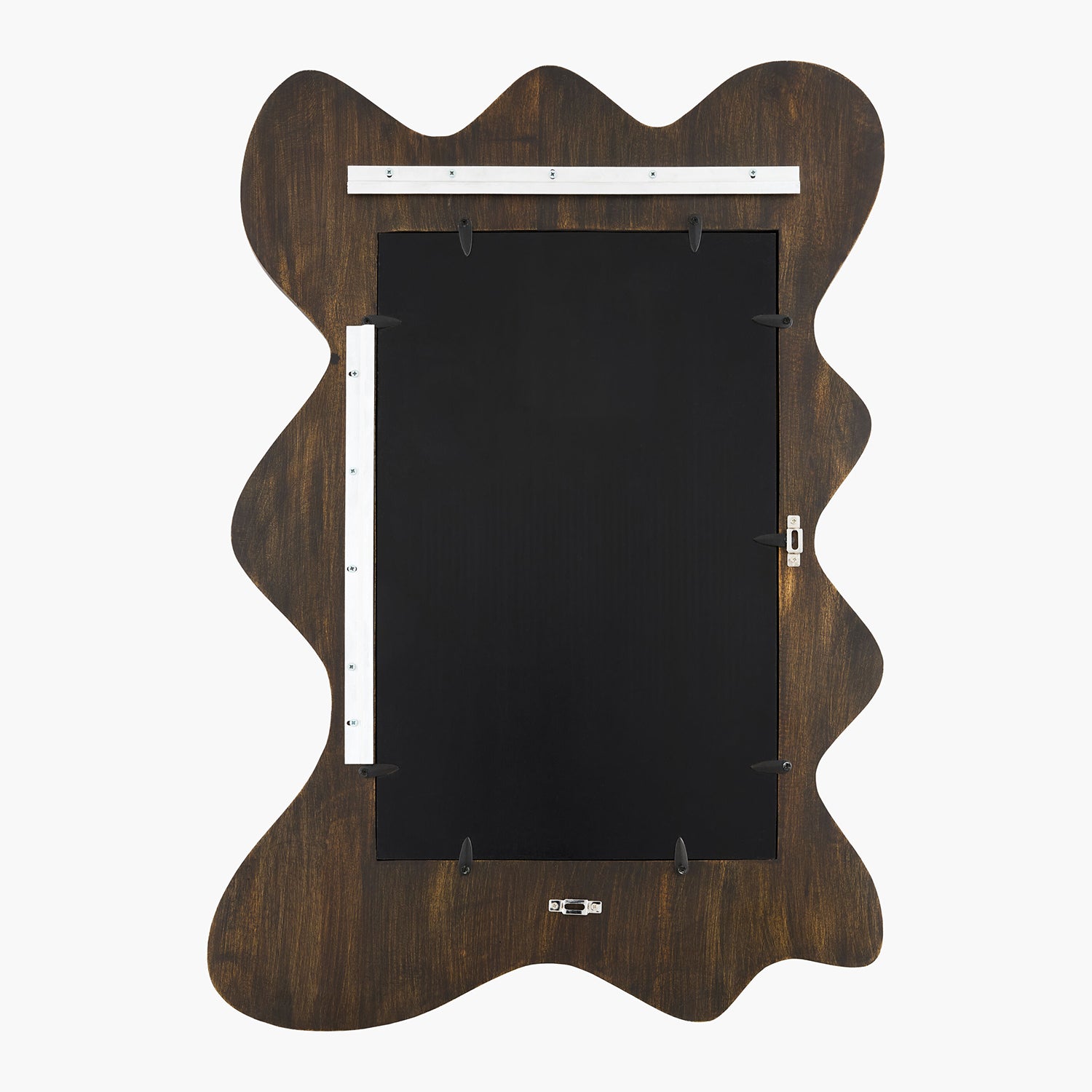 Wooden frame with wavy design on a white background