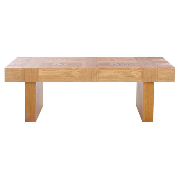 Wooden coffee table with a light finish on a white background