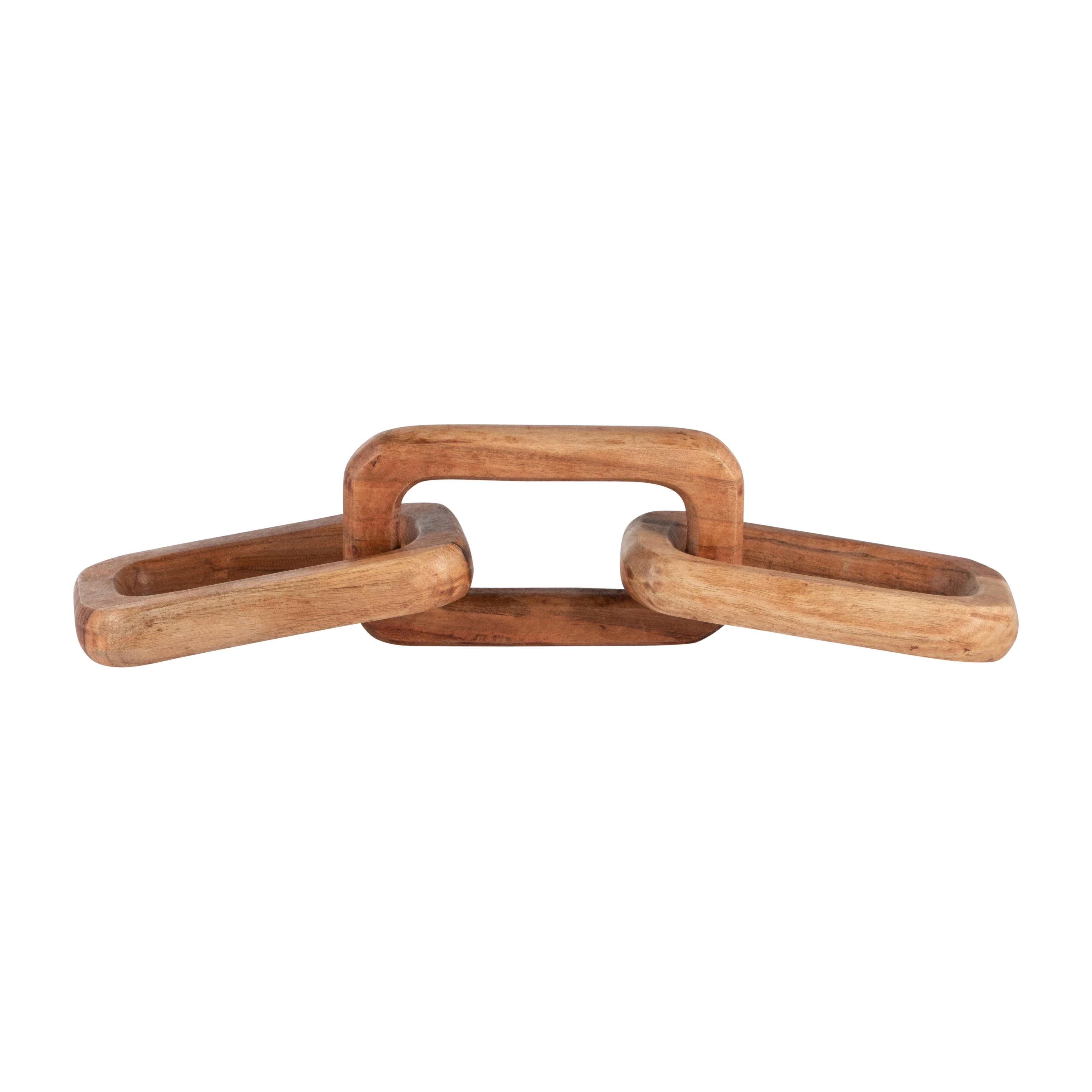Wooden chain link on a white background