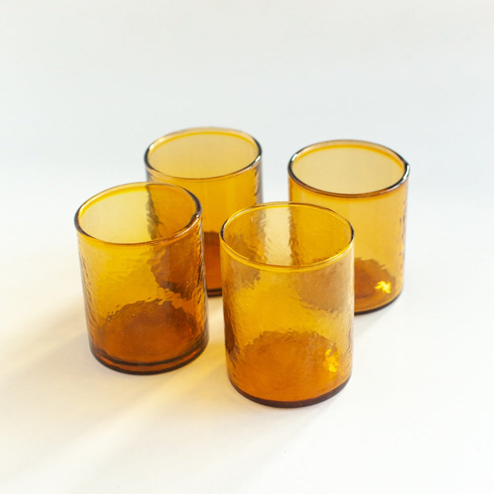 Recycled Hammered Glasses - Set of 4