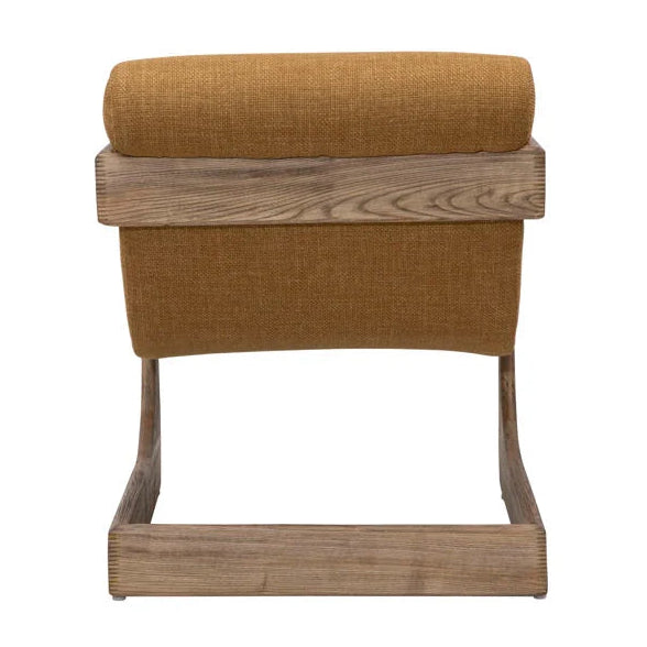 Chair with Mustard fabric seat and backrest on a white background