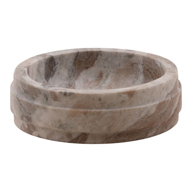 Marble-patterned stone bowl on a white background