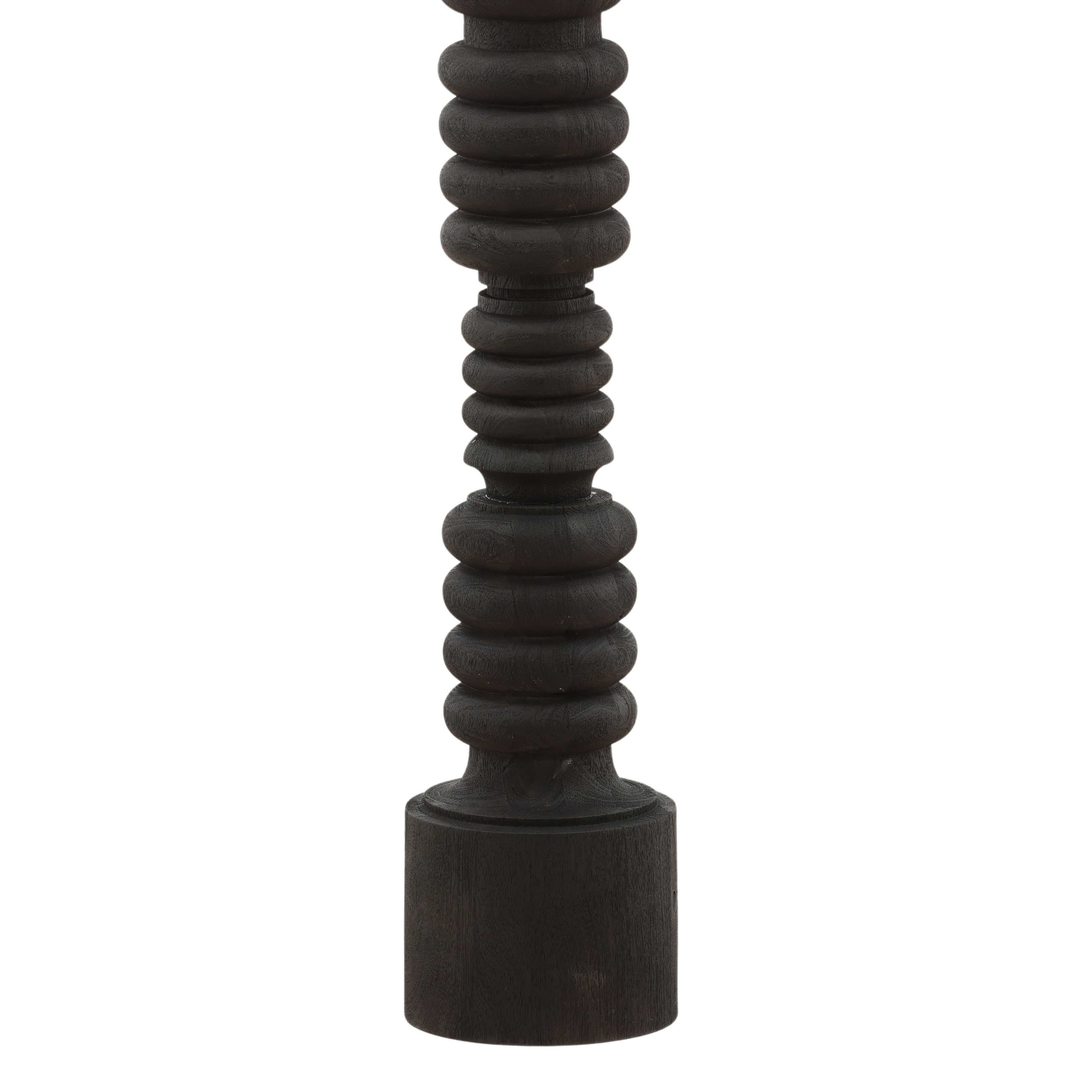 Black textured lamp base on a white background