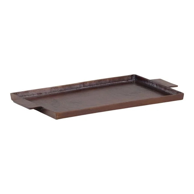 Brown metal tray on a white background