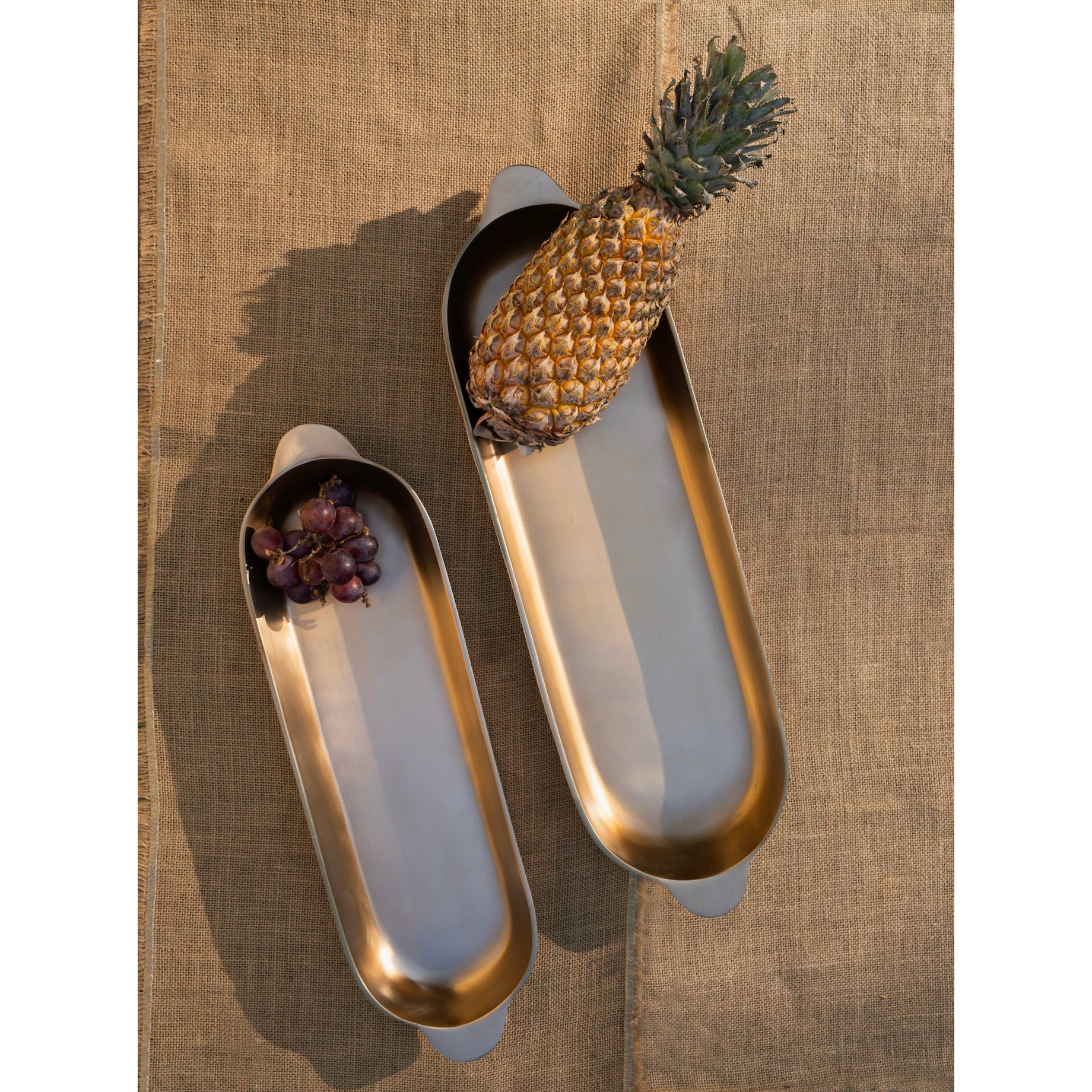 Stinson Antique Brass Long Trays - Set of 2