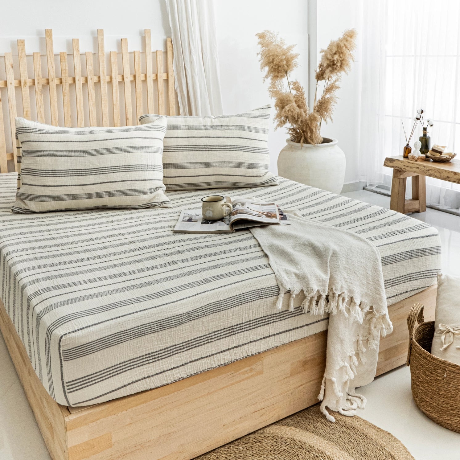 Organic Muslin Fitted Sheet Bedding Set