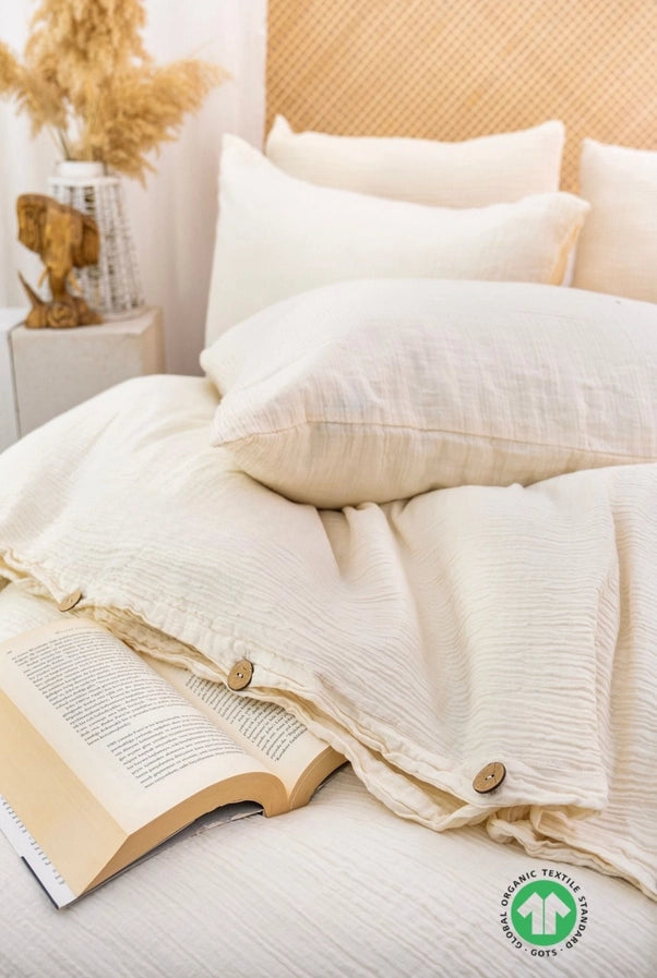 Gots Certified Organic Muslin Duvet Cover Set Natural Color