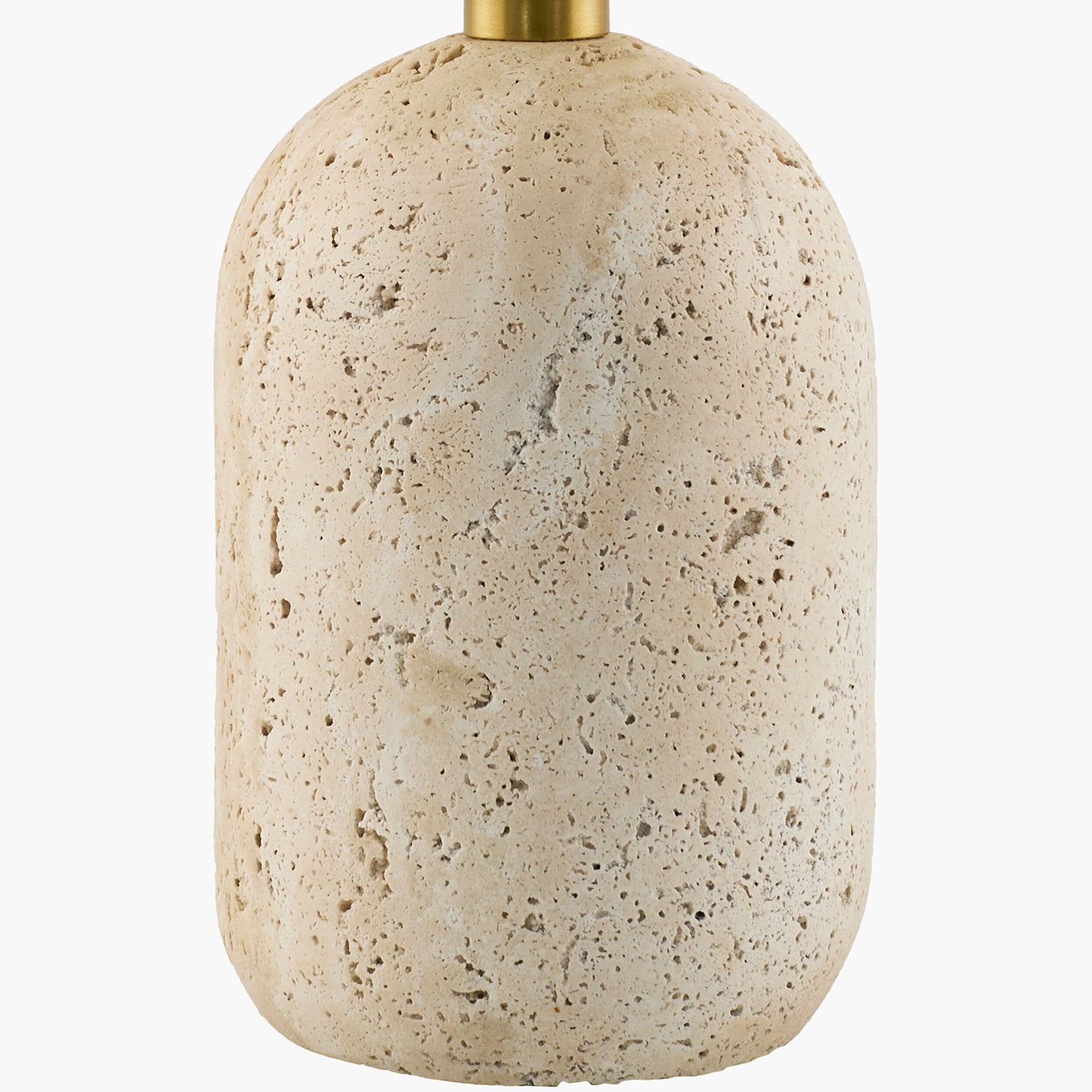 Beige textured table lamp base with gold accent on a white background