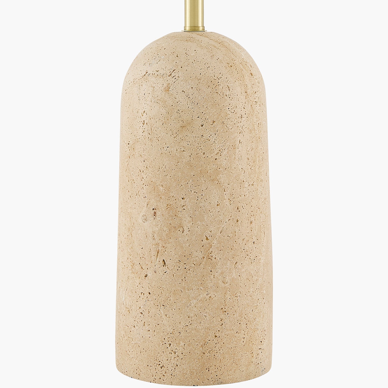 Beige textured lamp base with gold fixture on a white background
