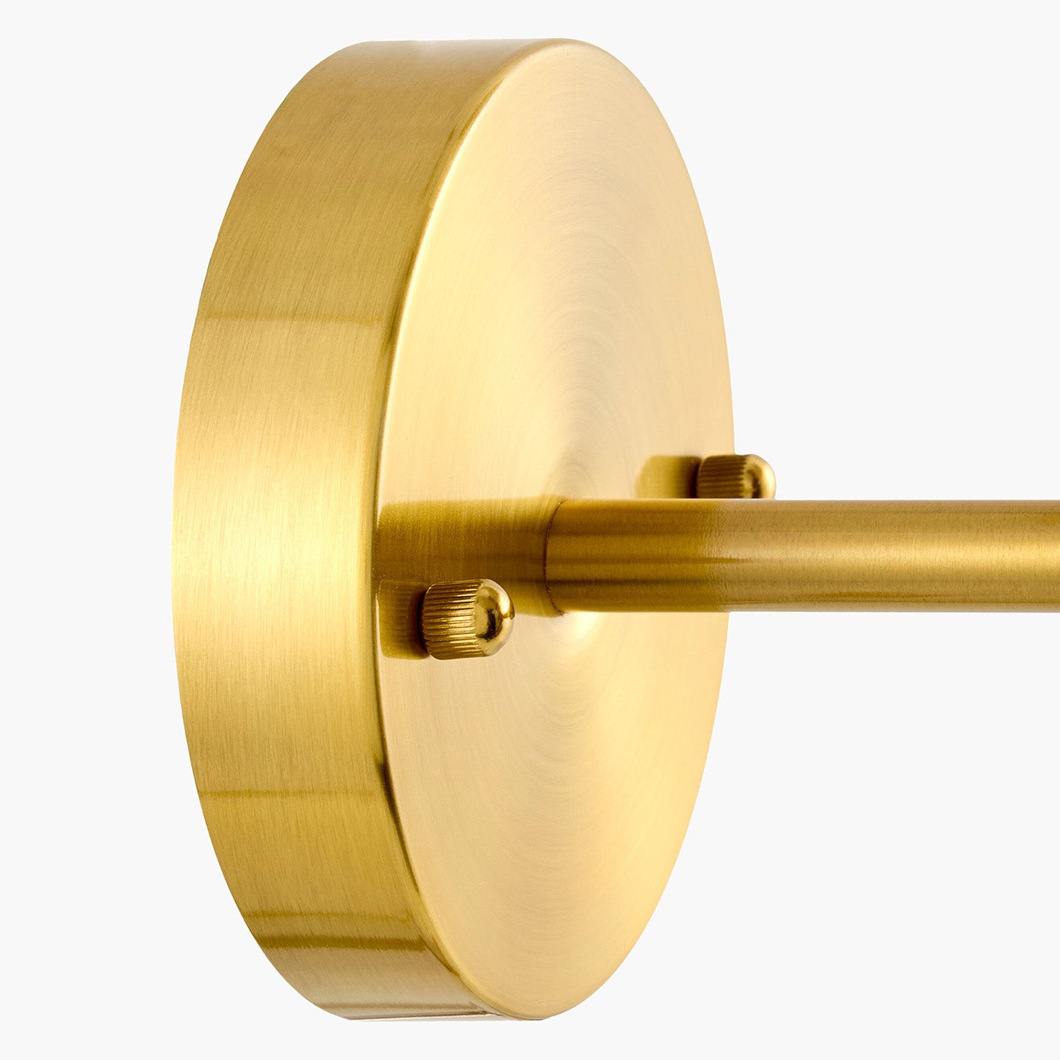Round gold wall sconce base on a white background