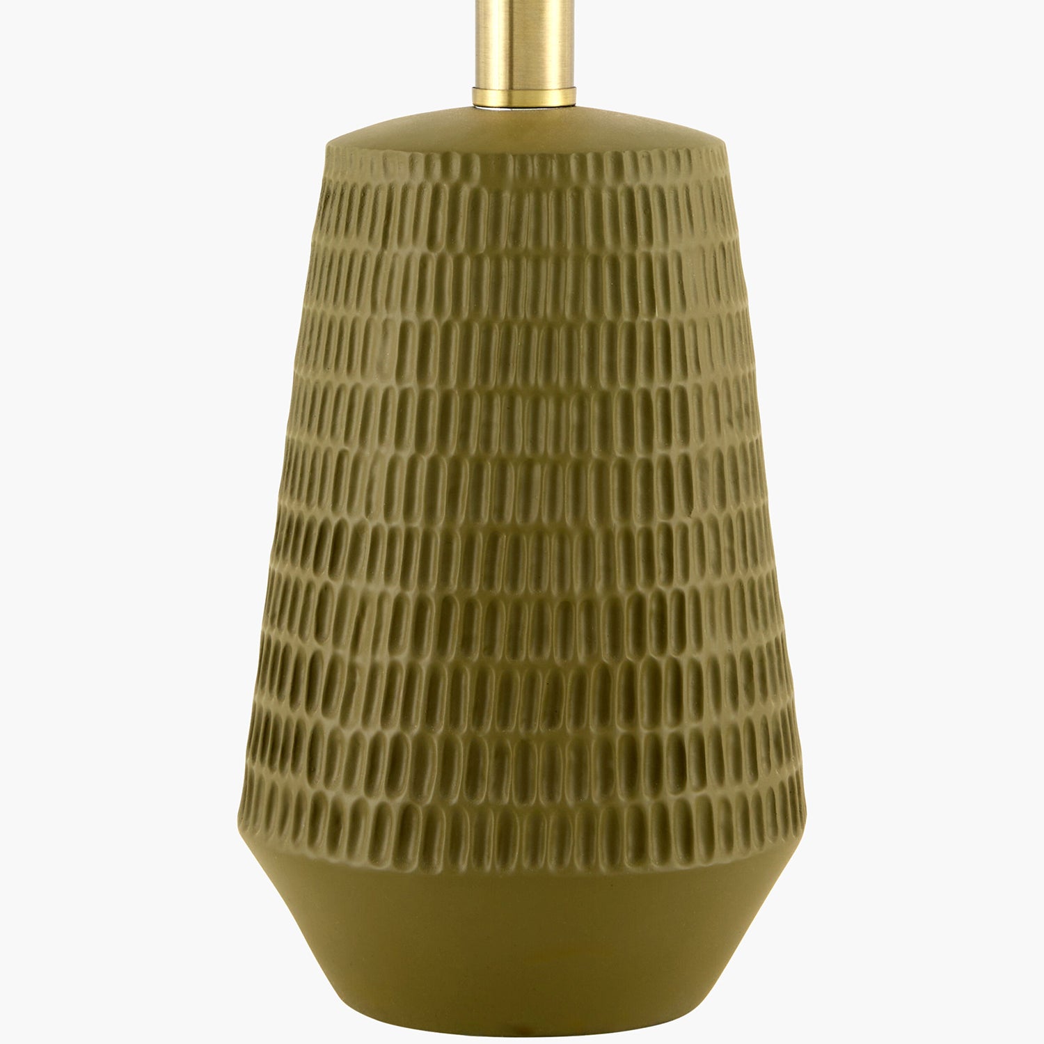 Green textured lamp with gold neck on a white background