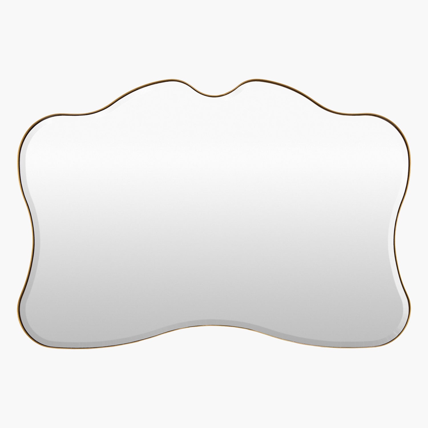 Rectangular mirror with a gold frame on a white background