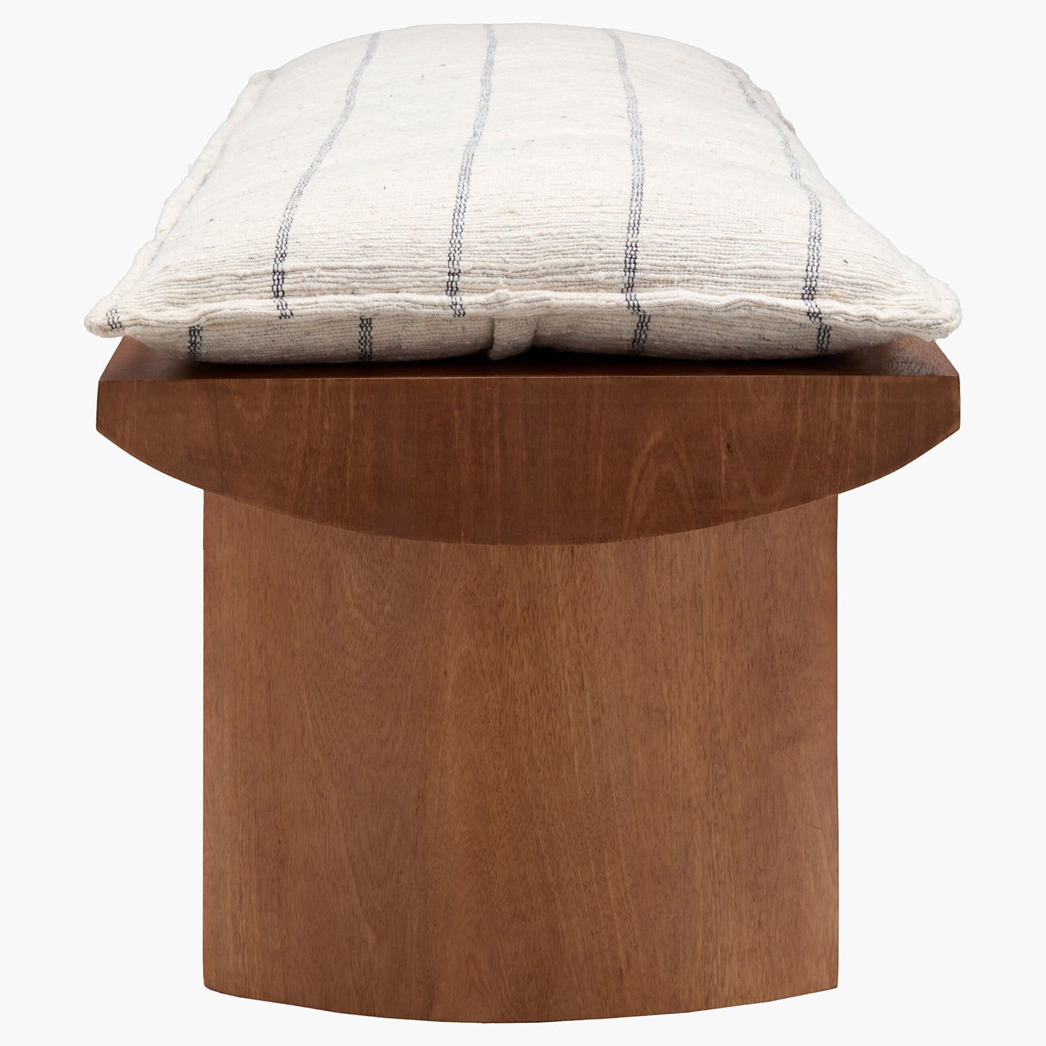 Wooden stool with a cushion on a white background