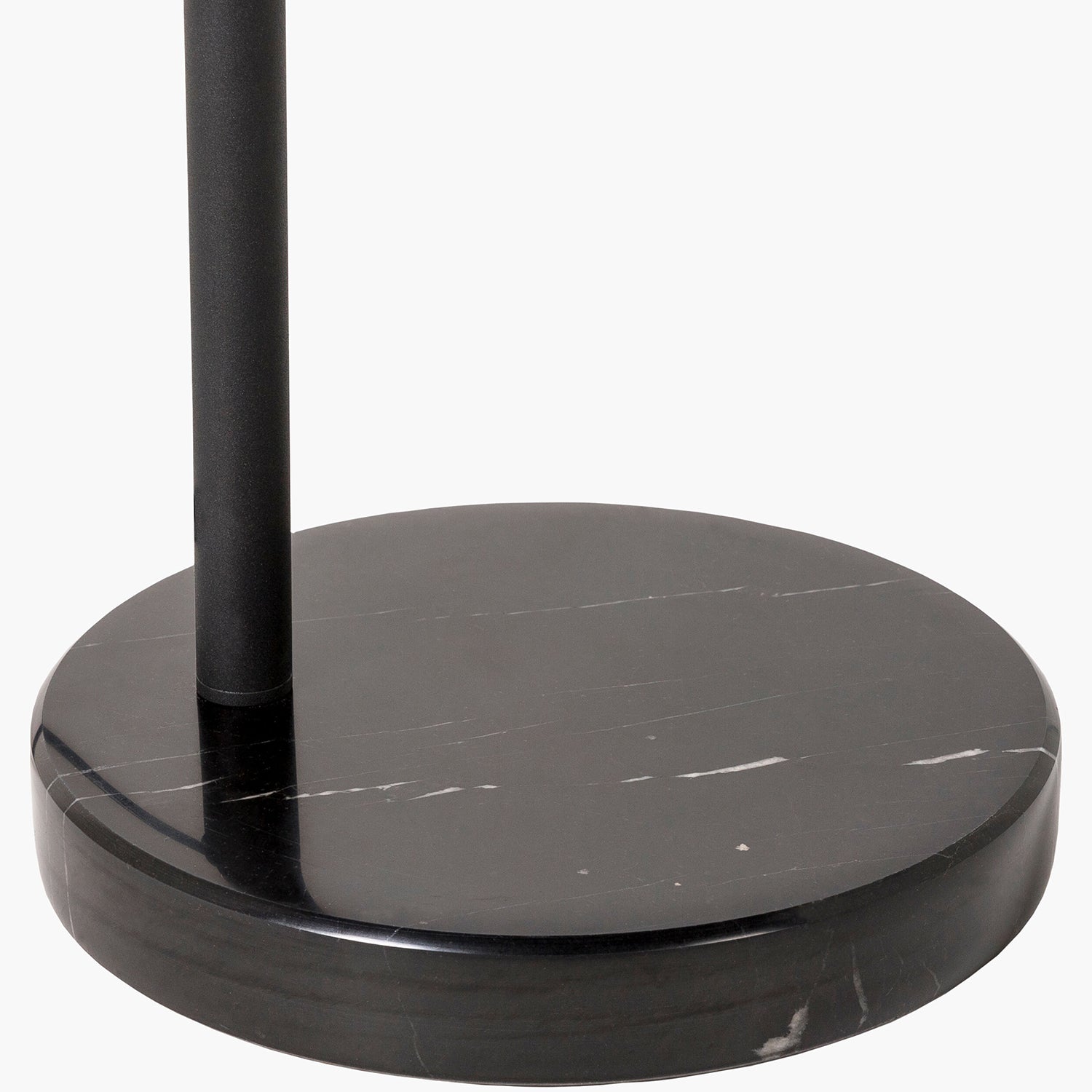 Black marble base with a cylindrical support on a white background