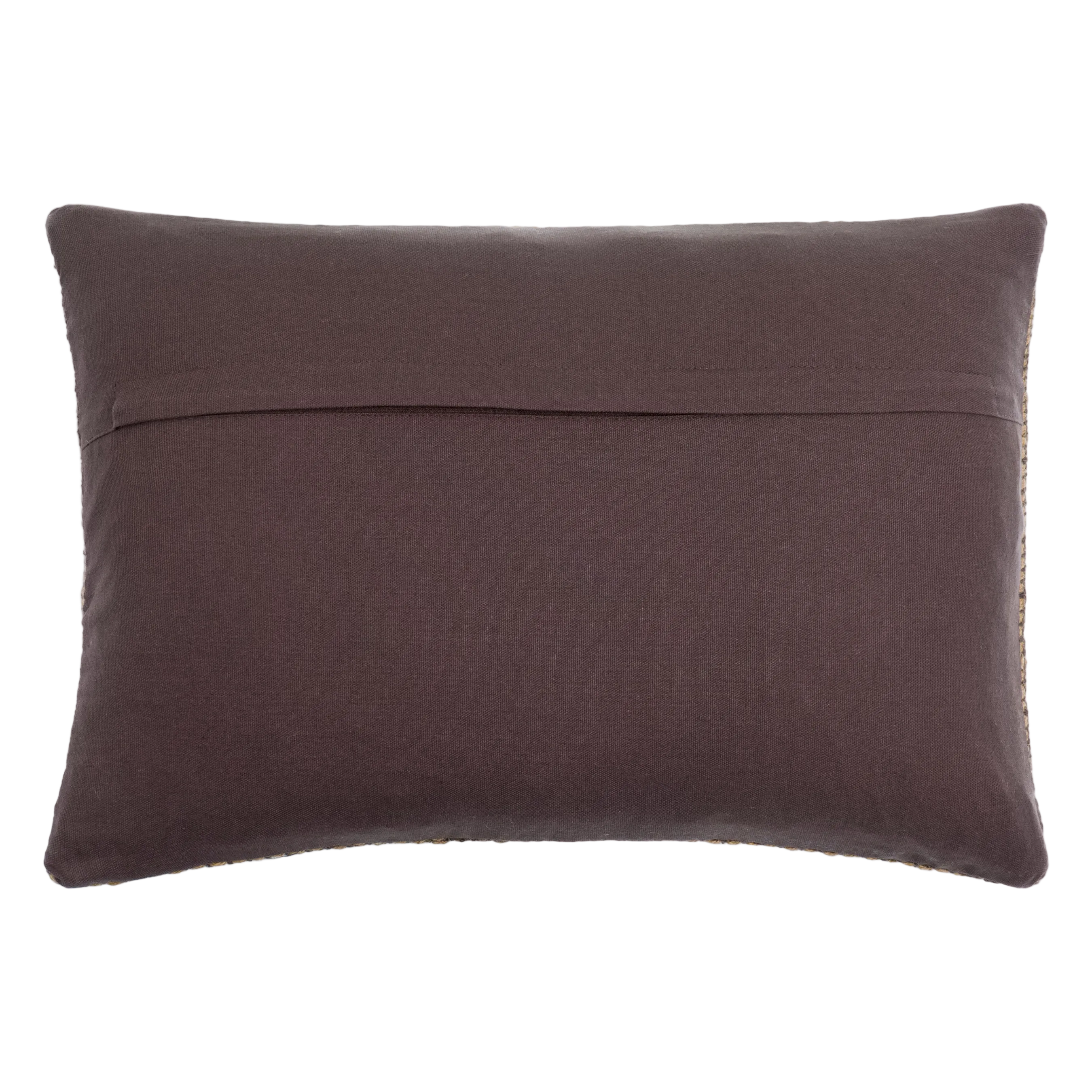 Brown cotton pillow back with hidden flap enclosure