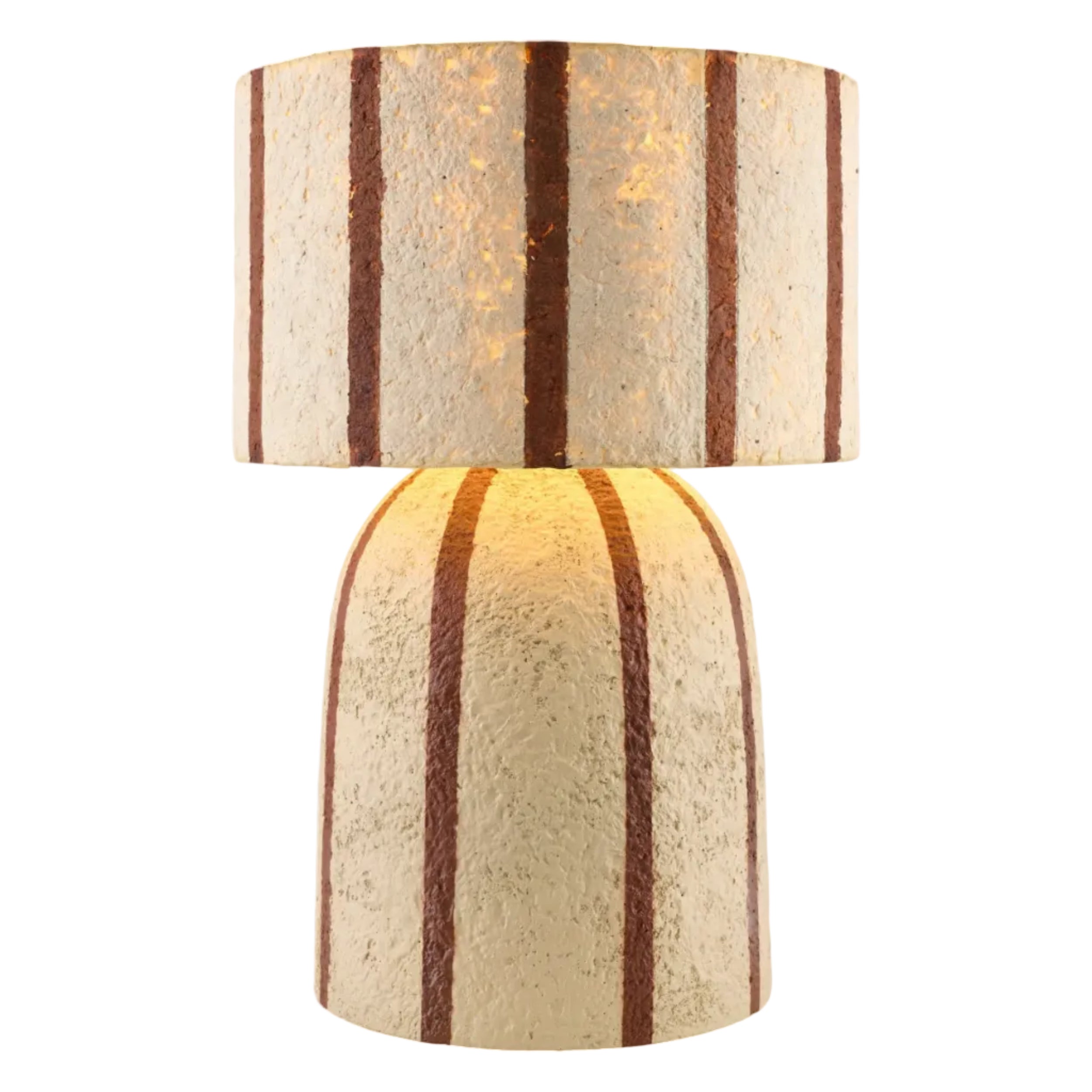 Cylindrical lamp with striped design on a white background
